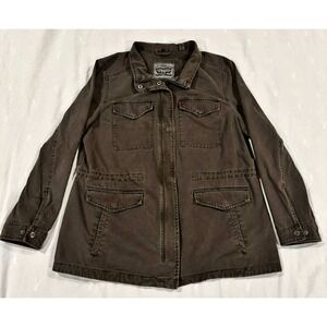 Levis Mens XL Utility Field Jacket Olive Brown Cotton Twill Military Coat M-65